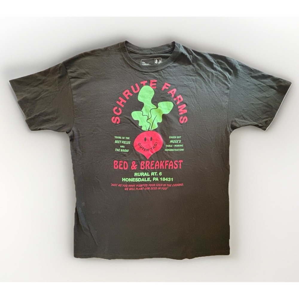 The‎ Office Schrute Farms T-Shirt Mens 2X Black Graphic Tee Beet Bed & Breakfast